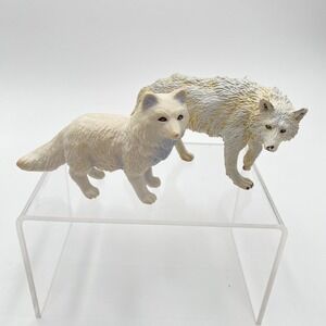 Safari Ltd Arctic Fox Wolf Figurines Set 2‎ Kids White Animal Toy Collection